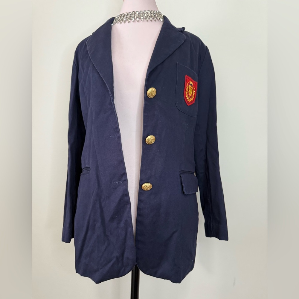 J.G. Hook VINTAGE Navy Blazer with Gold Buttons and Red Crest size 8